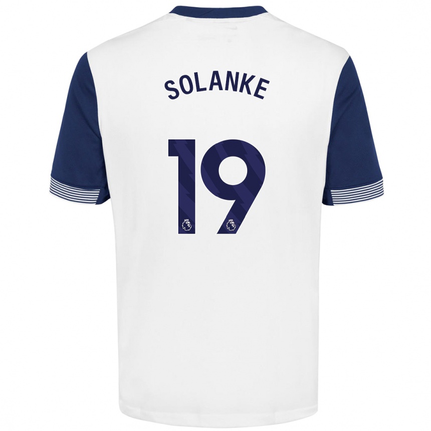 Kids Football Dominic Solanke #19 White Blue Home Jersey 2024/25 T-Shirt