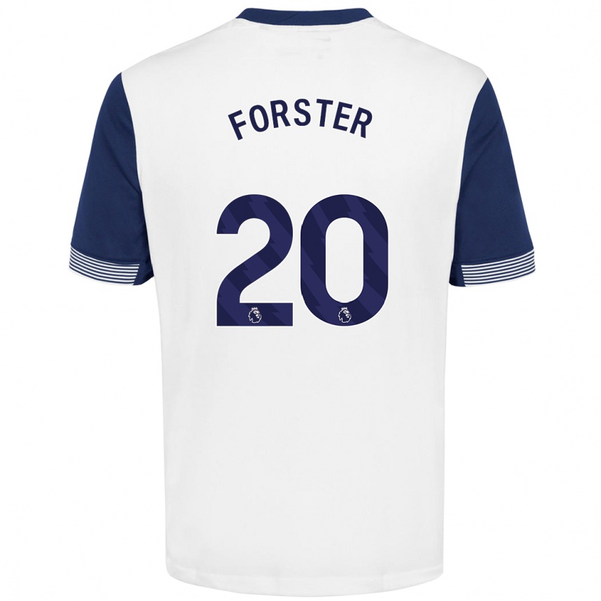 Kids Football Fraser Forster #20 White Blue Home Jersey 2024/25 T-Shirt