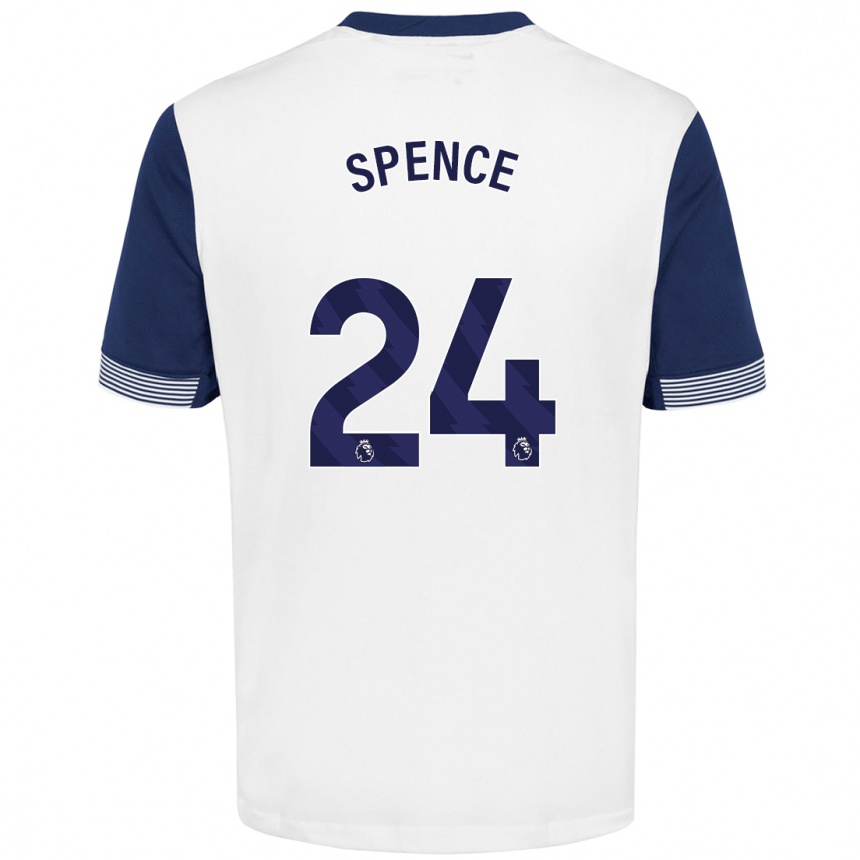 Kids Football Djed Spence #24 White Blue Home Jersey 2024/25 T-Shirt