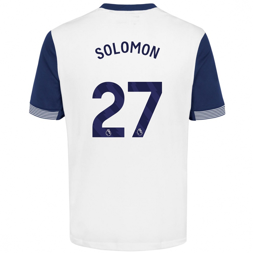 Kids Football Manor Solomon #27 White Blue Home Jersey 2024/25 T-Shirt