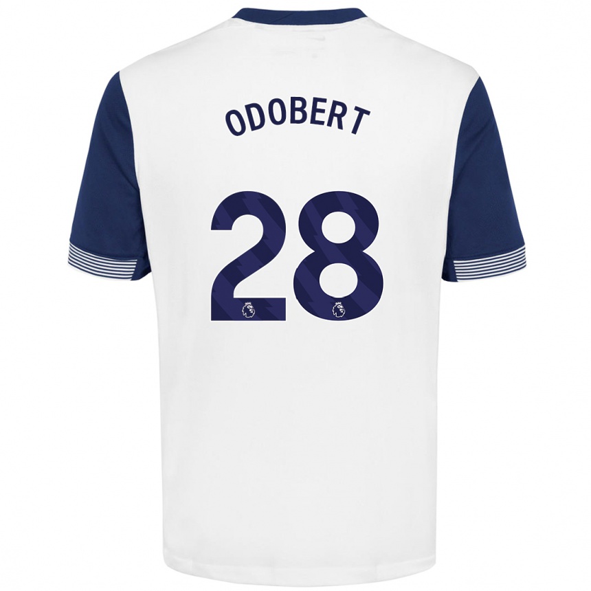 Kids Football Wilson Odobert #28 White Blue Home Jersey 2024/25 T-Shirt