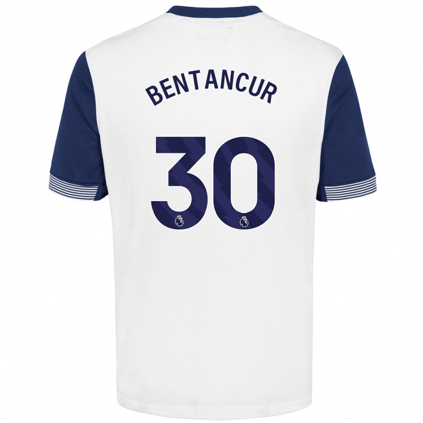 Kids Football Rodrigo Bentancur #30 White Blue Home Jersey 2024/25 T-Shirt