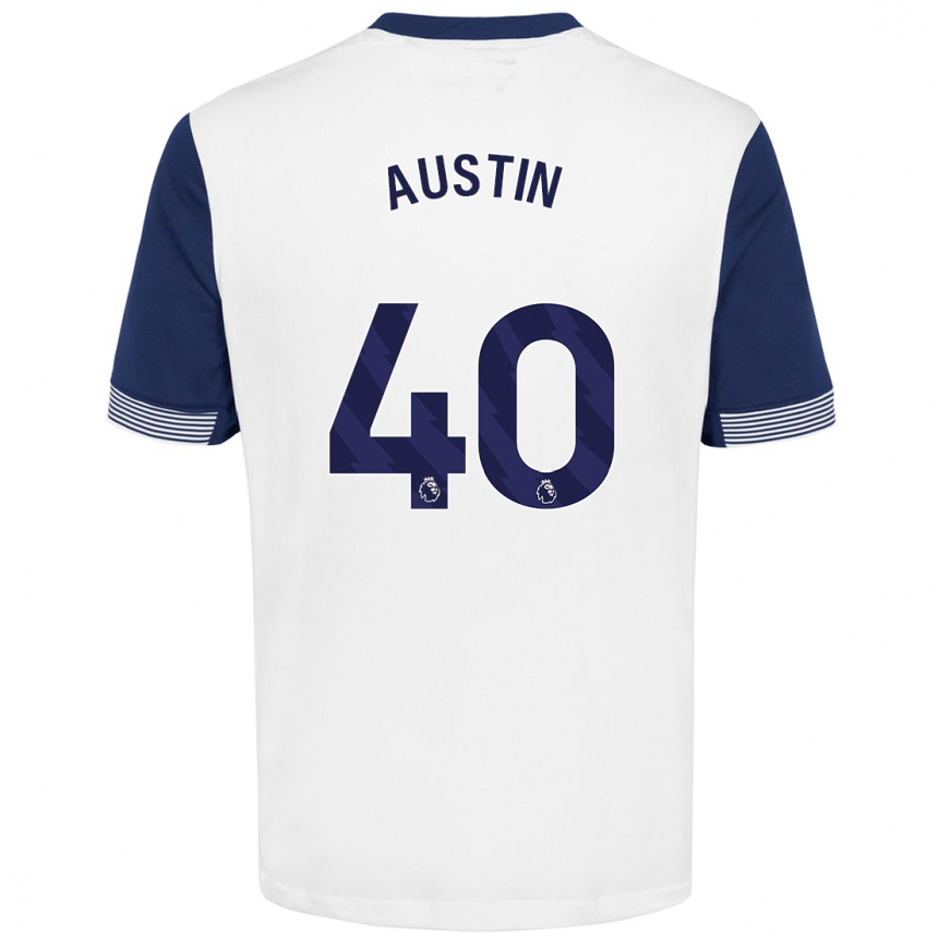 Kids Football Brandon Austin #40 White Blue Home Jersey 2024/25 T-Shirt