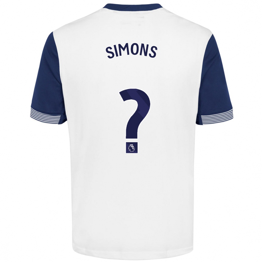 Kids Football Zach Simons #0 White Blue Home Jersey 2024/25 T-Shirt