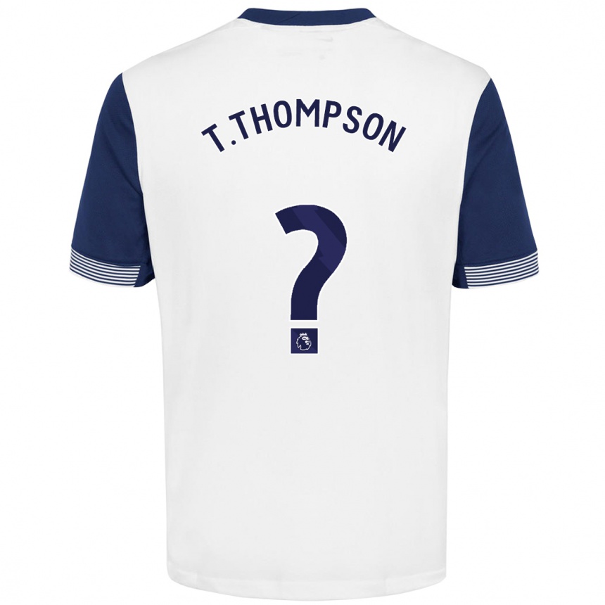 Kids Football Tynan Thompson #0 White Blue Home Jersey 2024/25 T-Shirt