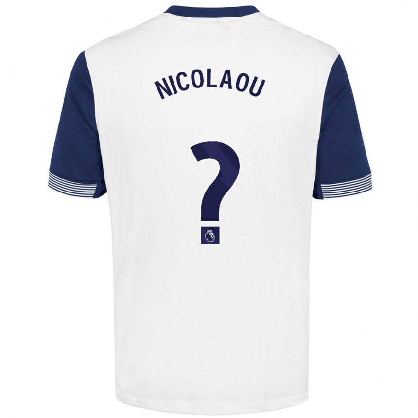 Kids Football Shakil Nicolaou #0 White Blue Home Jersey 2024/25 T-Shirt