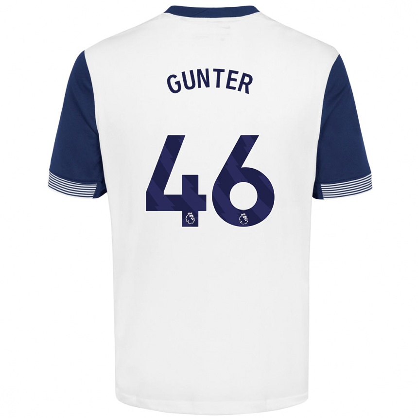 Kids Football Luca Gunter #46 White Blue Home Jersey 2024/25 T-Shirt