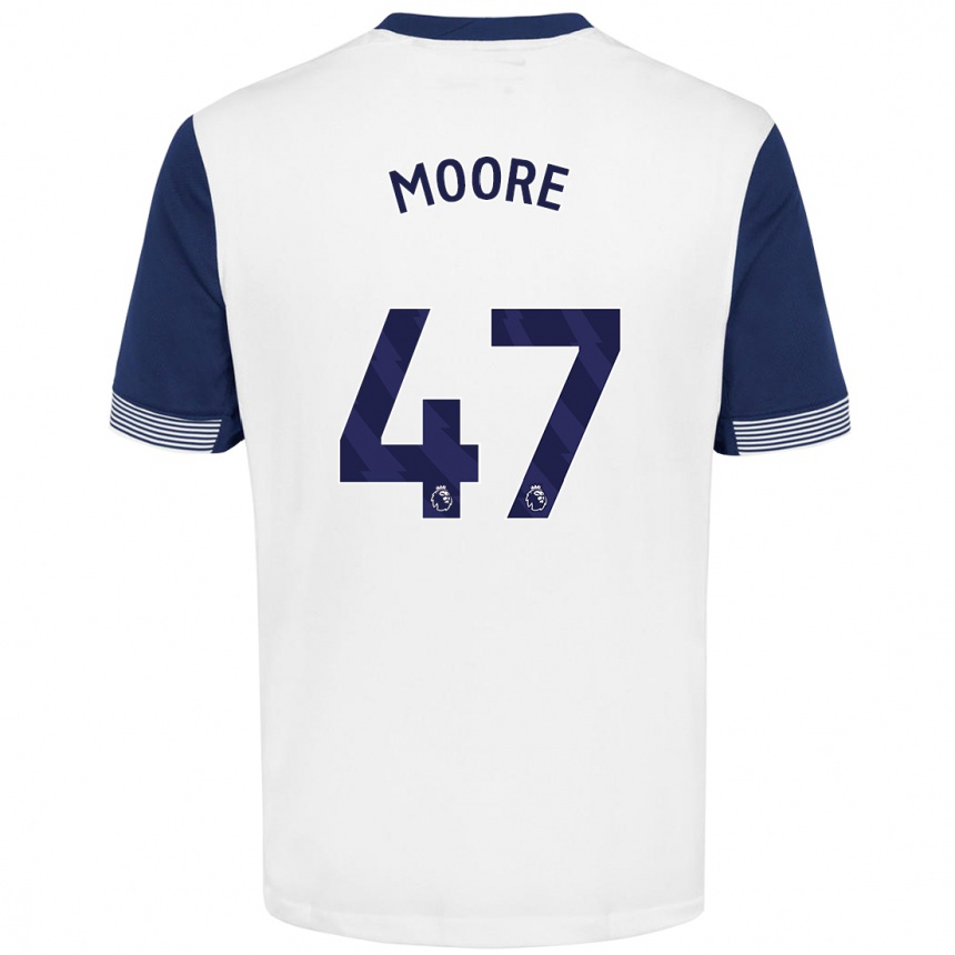 Kids Football Mikey Moore #47 White Blue Home Jersey 2024/25 T-Shirt