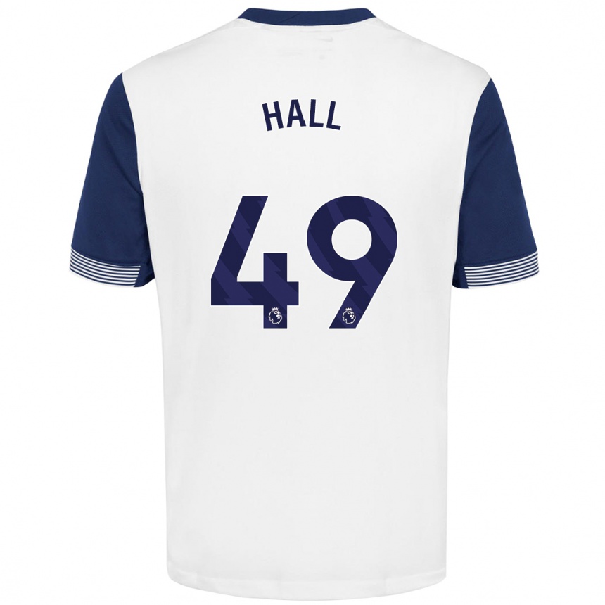 Kids Football Tyrese Hall #49 White Blue Home Jersey 2024/25 T-Shirt