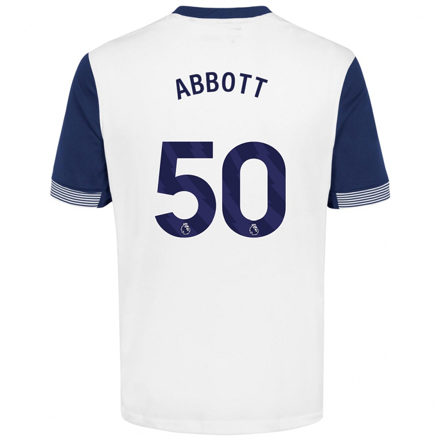 Kids Football George Abbott #50 White Blue Home Jersey 2024/25 T-Shirt