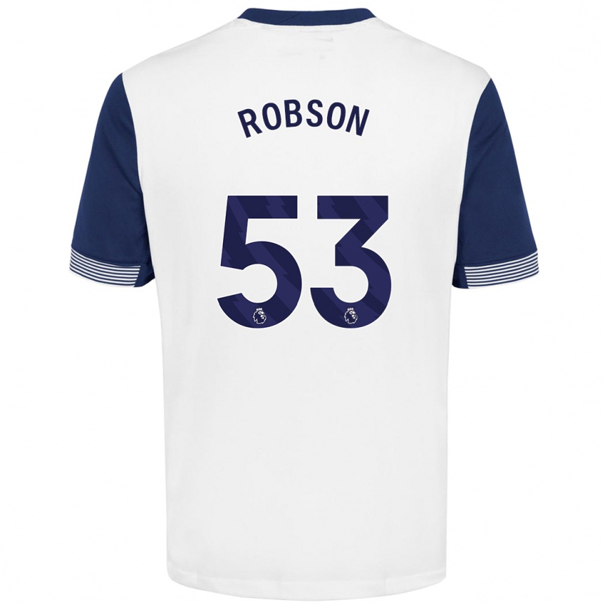 Kids Football Max Robson #53 White Blue Home Jersey 2024/25 T-Shirt