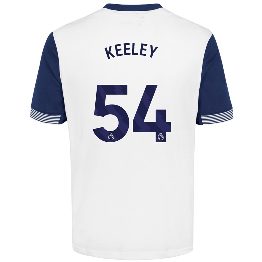 Kids Football Josh Keeley #54 White Blue Home Jersey 2024/25 T-Shirt