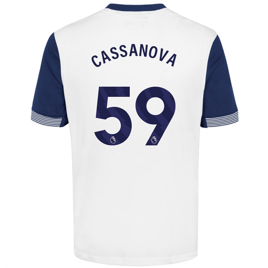 Kids Football Dante Cassanova #59 White Blue Home Jersey 2024/25 T-Shirt