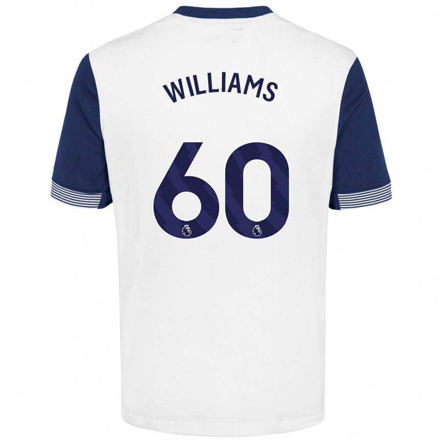 Kids Football Jaden Williams #60 White Blue Home Jersey 2024/25 T-Shirt