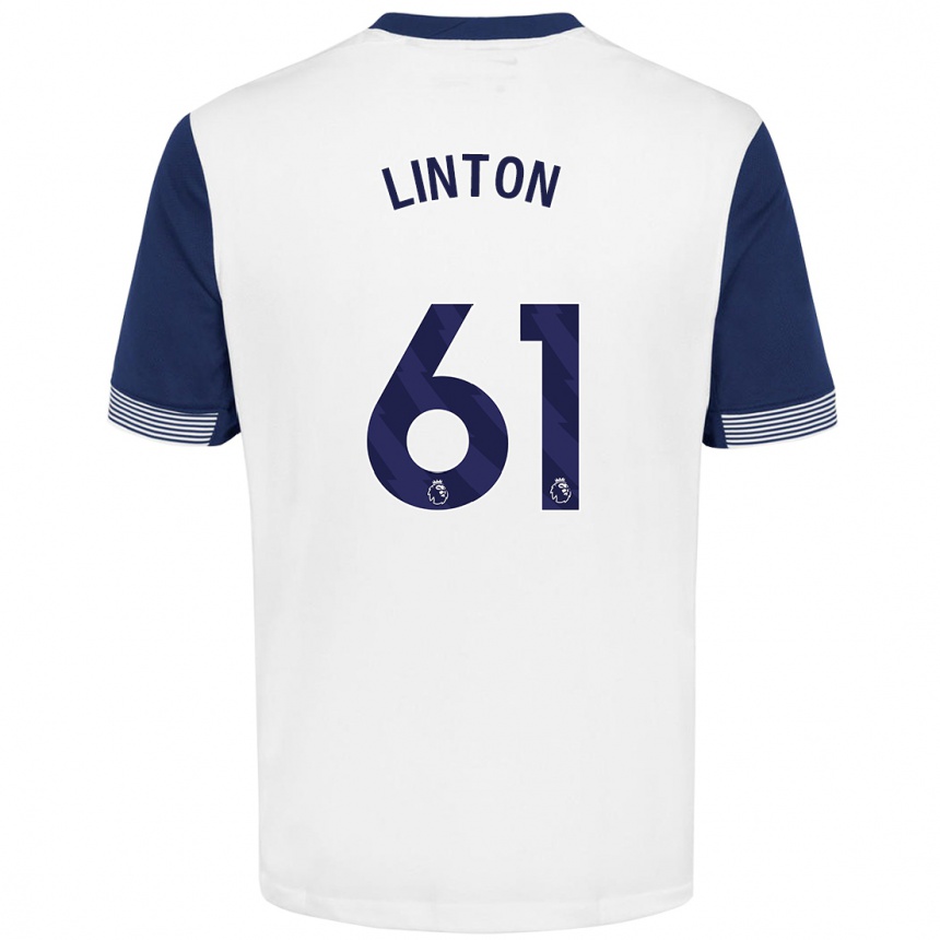 Kids Football Jahziah Linton #61 White Blue Home Jersey 2024/25 T-Shirt