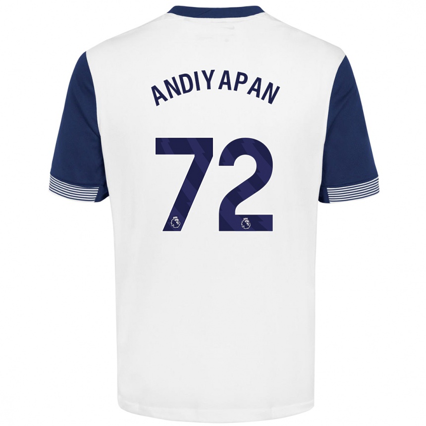 Kids Football William Andiyapan #72 White Blue Home Jersey 2024/25 T-Shirt