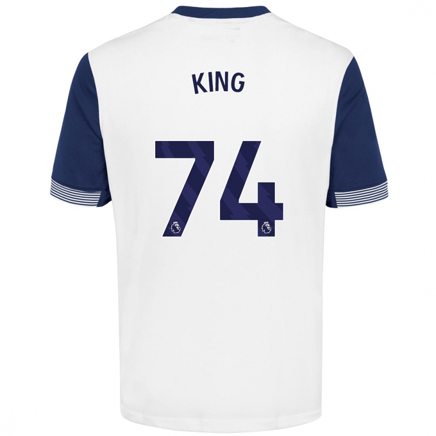 Kids Football Maeson King #74 White Blue Home Jersey 2024/25 T-Shirt