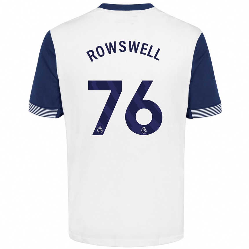 Kids Football James Rowswell #76 White Blue Home Jersey 2024/25 T-Shirt