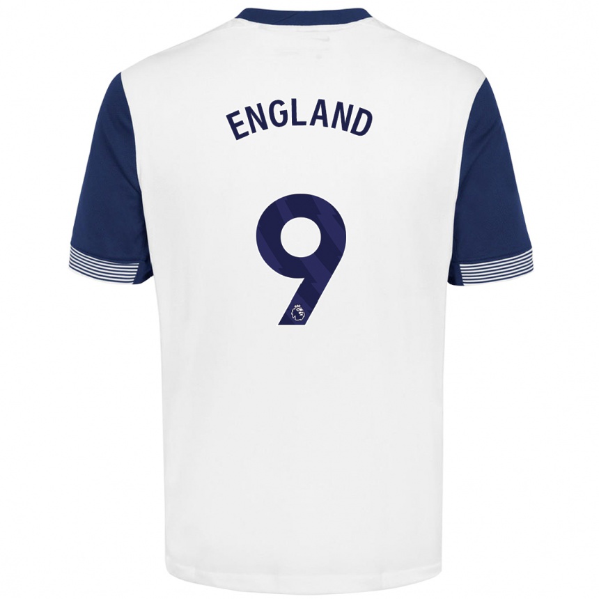 Kids Football Bethany England #9 White Blue Home Jersey 2024/25 T-Shirt