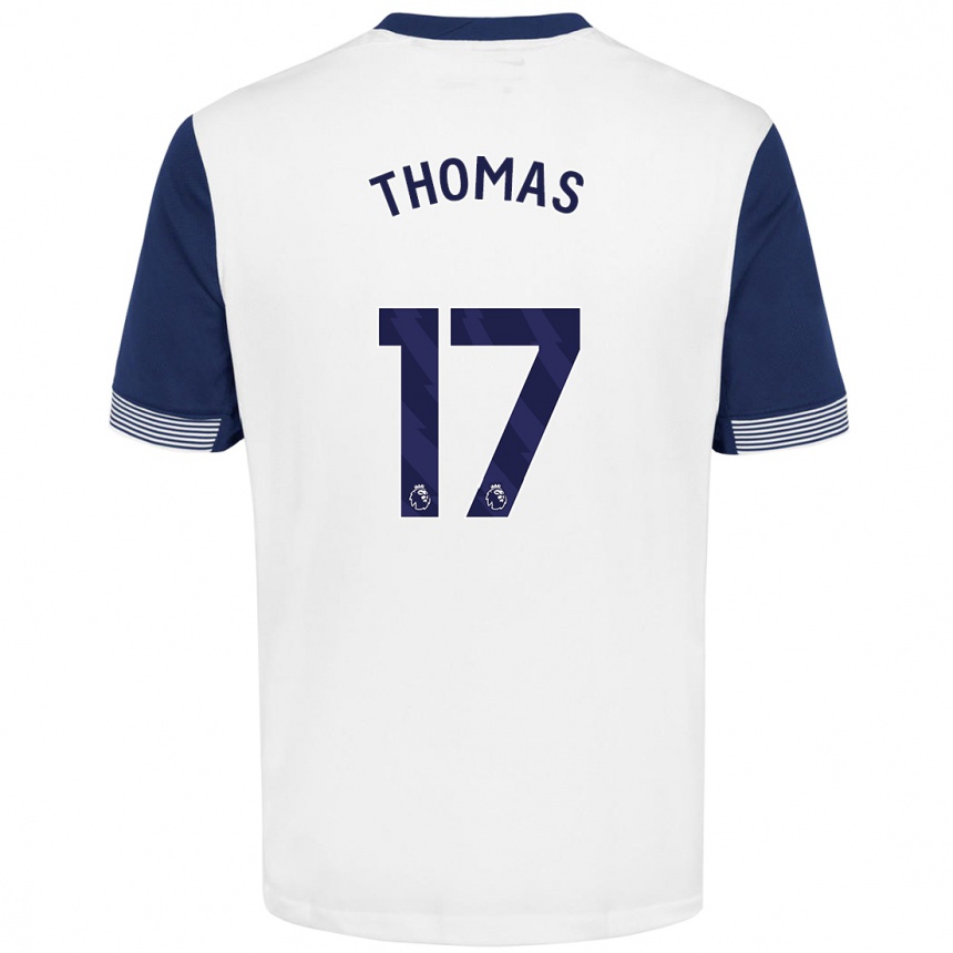 Kids Football Martha Thomas #17 White Blue Home Jersey 2024/25 T-Shirt