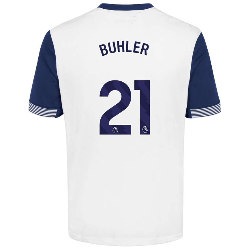 Kids Football Luana Bühler #21 White Blue Home Jersey 2024/25 T-Shirt