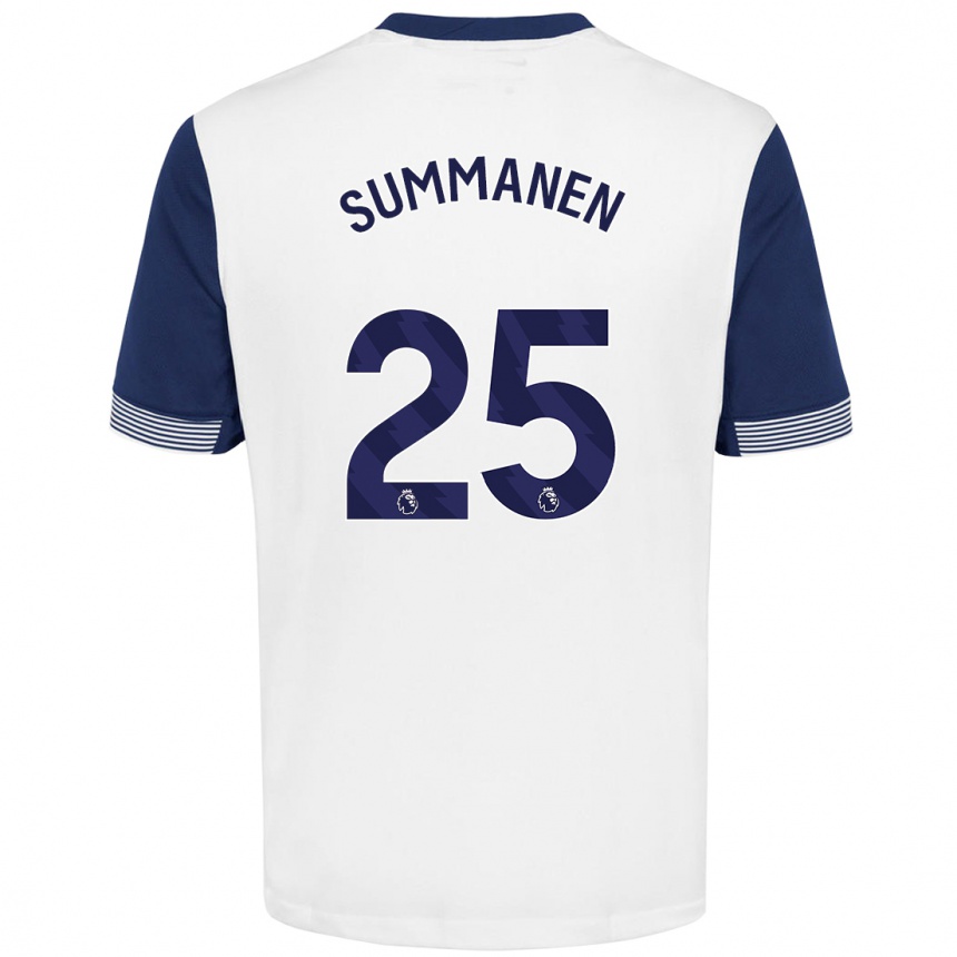 Kids Football Eveliina Summanen #25 White Blue Home Jersey 2024/25 T-Shirt