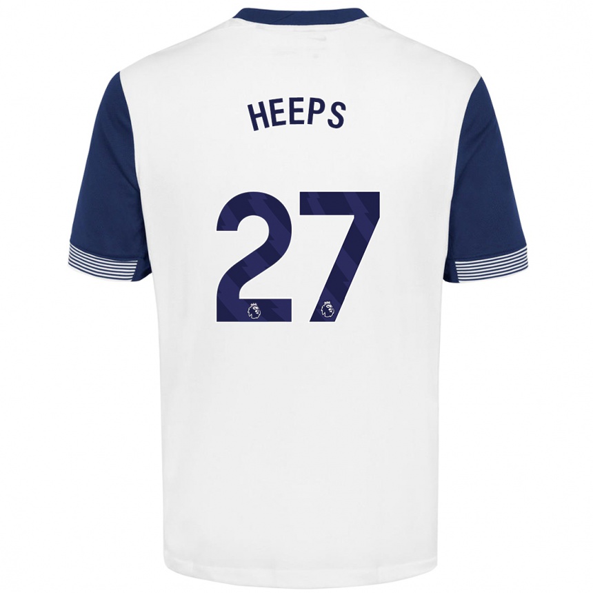 Kids Football Eleanor Heeps #27 White Blue Home Jersey 2024/25 T-Shirt