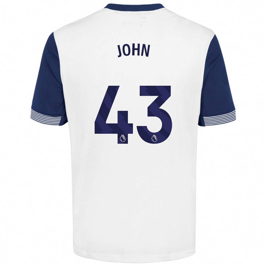 Kids Football Nile John #43 White Blue Home Jersey 2024/25 T-Shirt