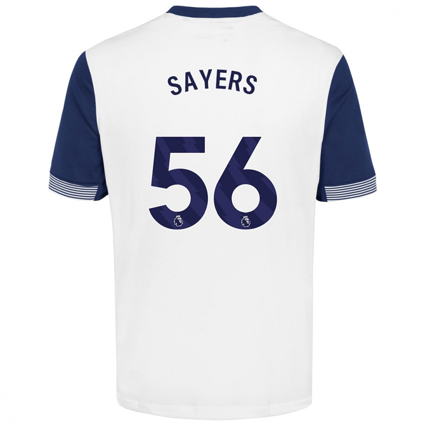 Kids Football Charlie Sayers #56 White Blue Home Jersey 2024/25 T-Shirt