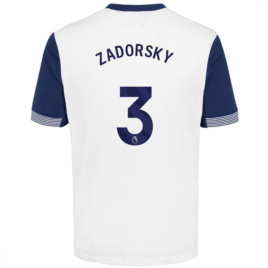 Kids Football Shelina Zadorsky #3 White Blue Home Jersey 2024/25 T-Shirt