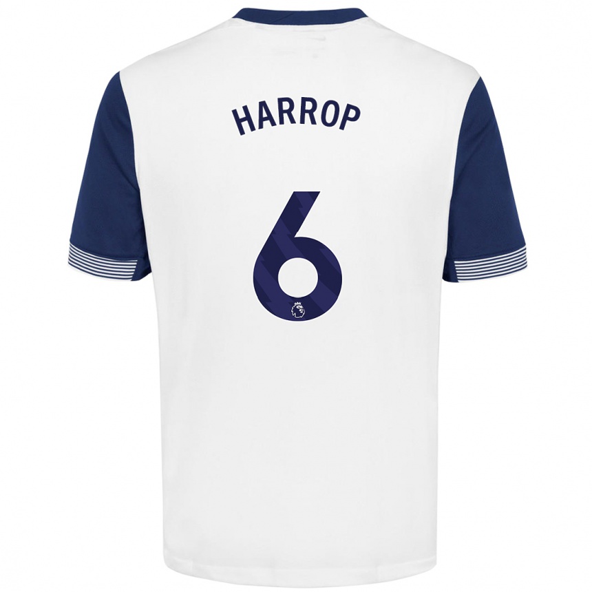 Kids Football Kerys Harrop #6 White Blue Home Jersey 2024/25 T-Shirt