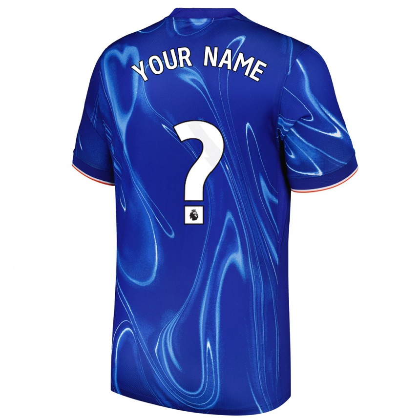 Kids Football Your Name #0 Blue White Home Jersey 2024/25 T-Shirt