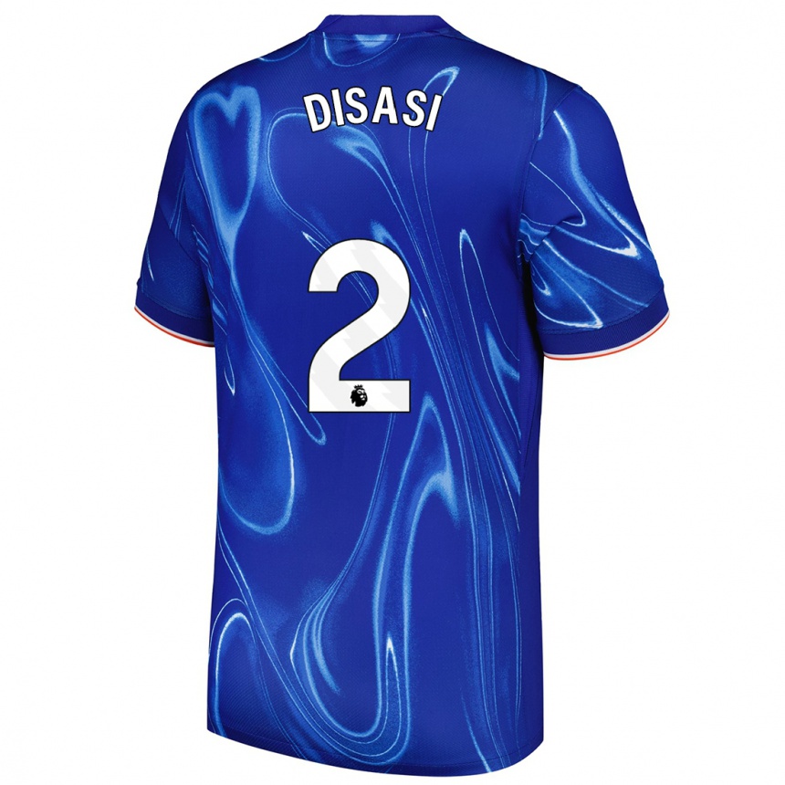 Kids Football Axel Disasi #2 Blue White Home Jersey 2024/25 T-Shirt