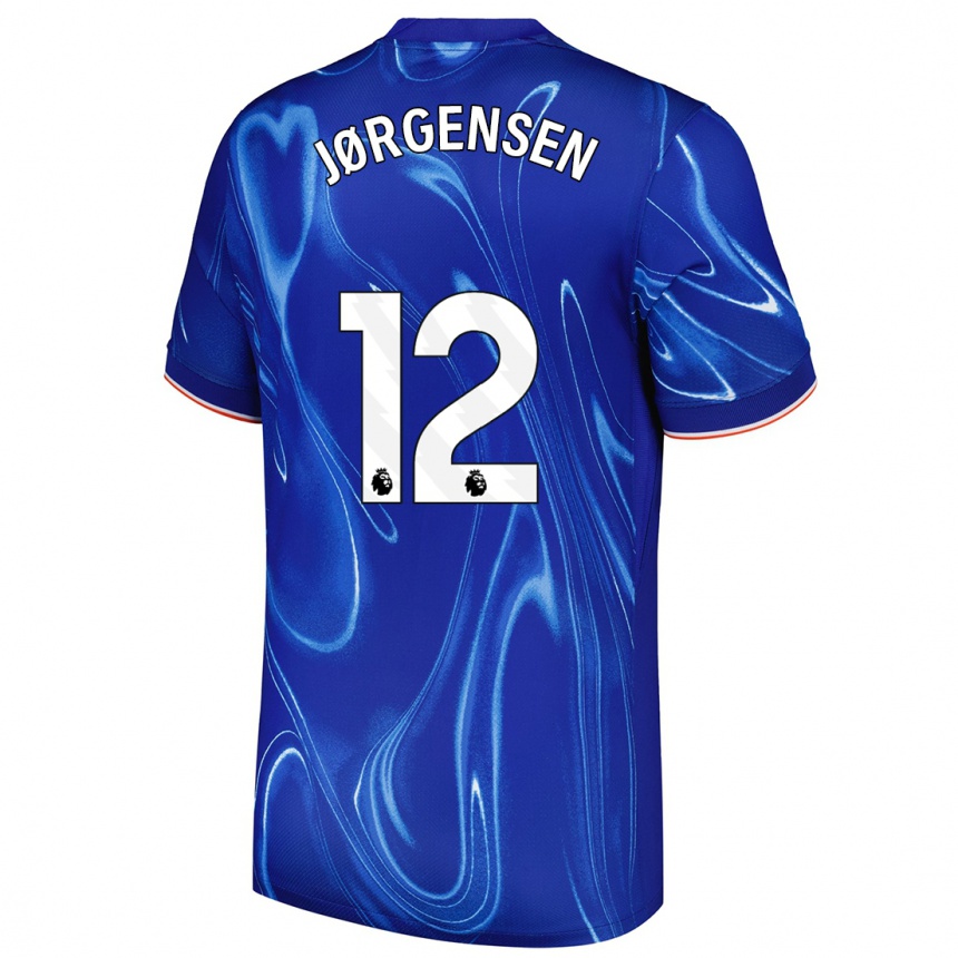 Kids Football Filip Jørgensen #12 Blue White Home Jersey 2024/25 T-Shirt