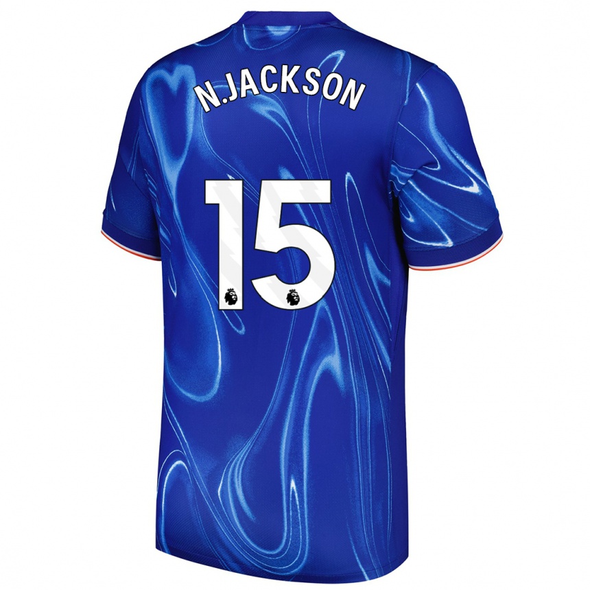 Kids Football Nicolas Jackson #15 Blue White Home Jersey 2024/25 T-Shirt