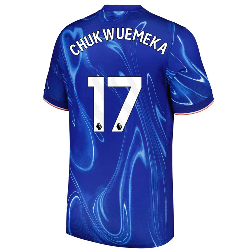 Kids Football Carney Chukwuemeka #17 Blue White Home Jersey 2024/25 T-Shirt