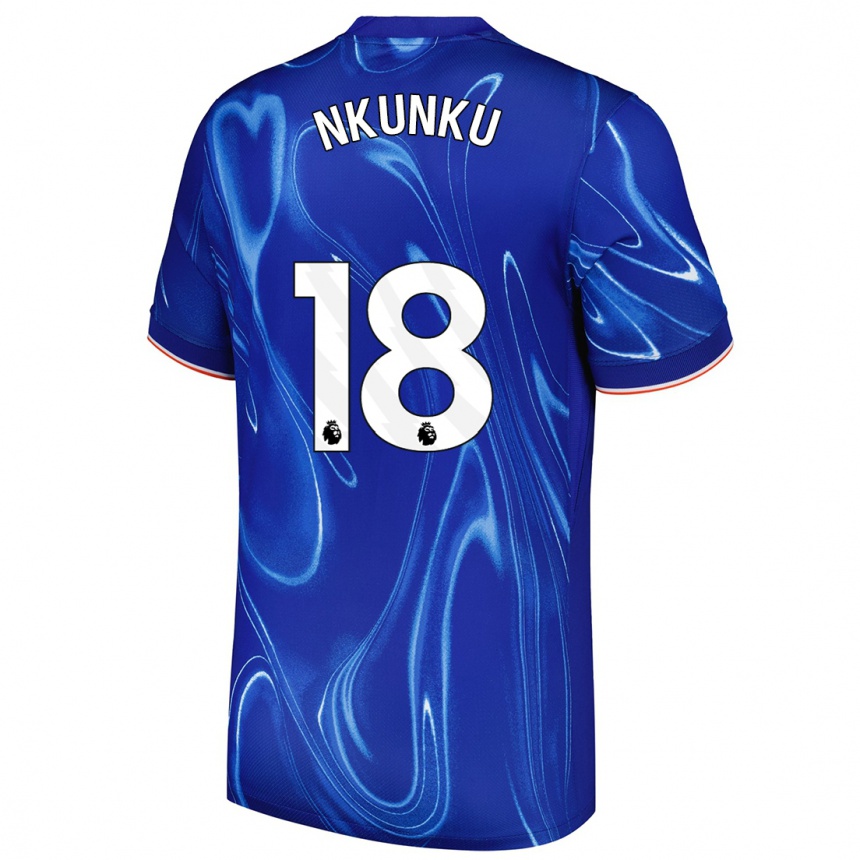 Kids Football Christopher Nkunku #18 Blue White Home Jersey 2024/25 T-Shirt