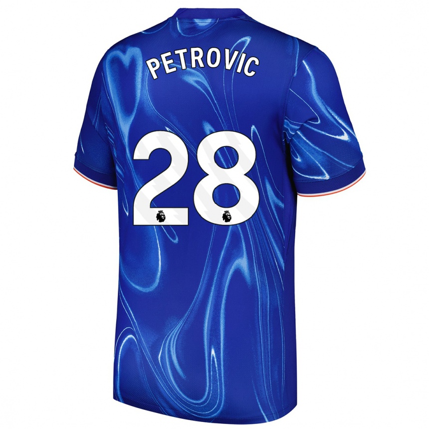 Kids Football Djordje Petrovic #28 Blue White Home Jersey 2024/25 T-Shirt