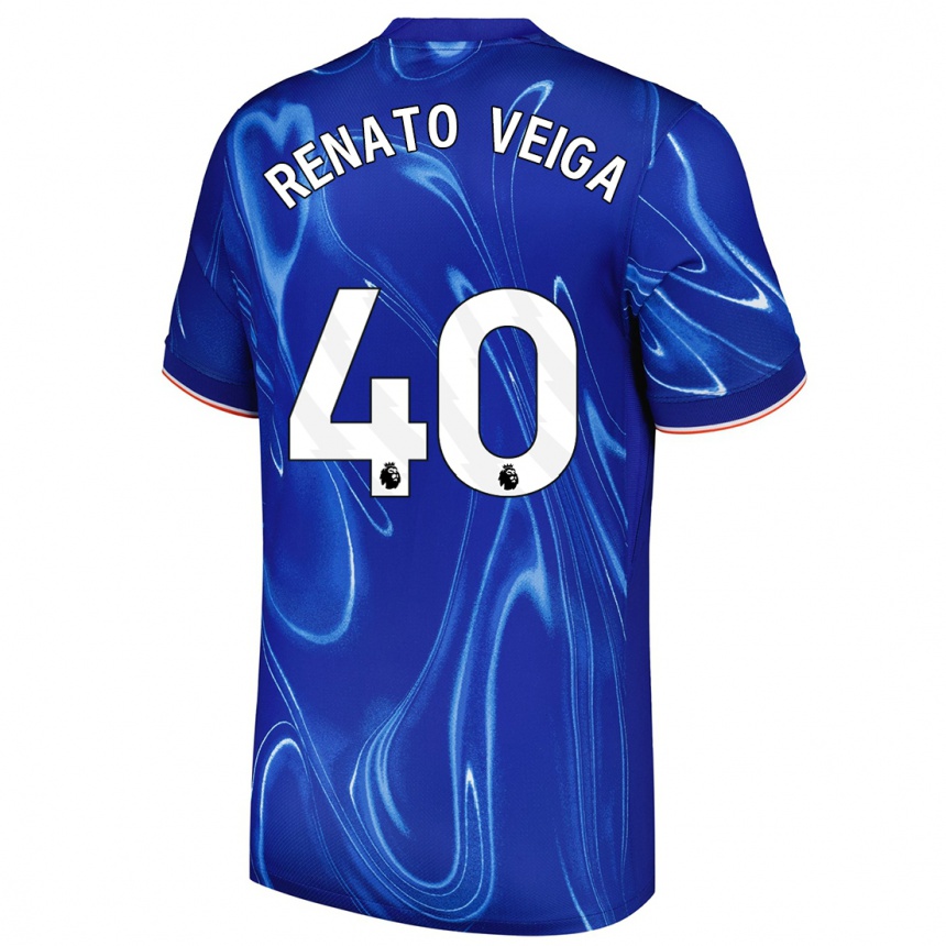 Kids Football Renato Veiga #40 Blue White Home Jersey 2024/25 T-Shirt