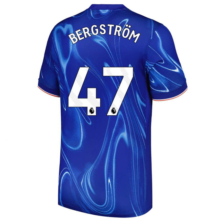 Kids Football Lucas Bergström #47 Blue White Home Jersey 2024/25 T-Shirt