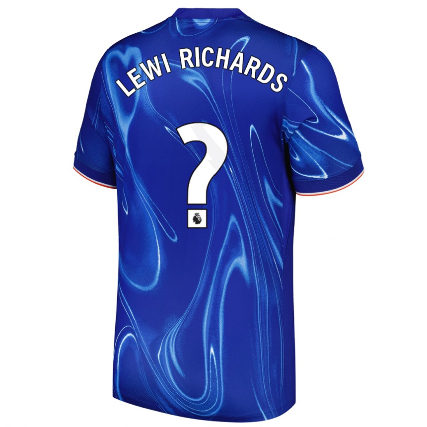 Kids Football Lewi Richards #0 Blue White Home Jersey 2024/25 T-Shirt