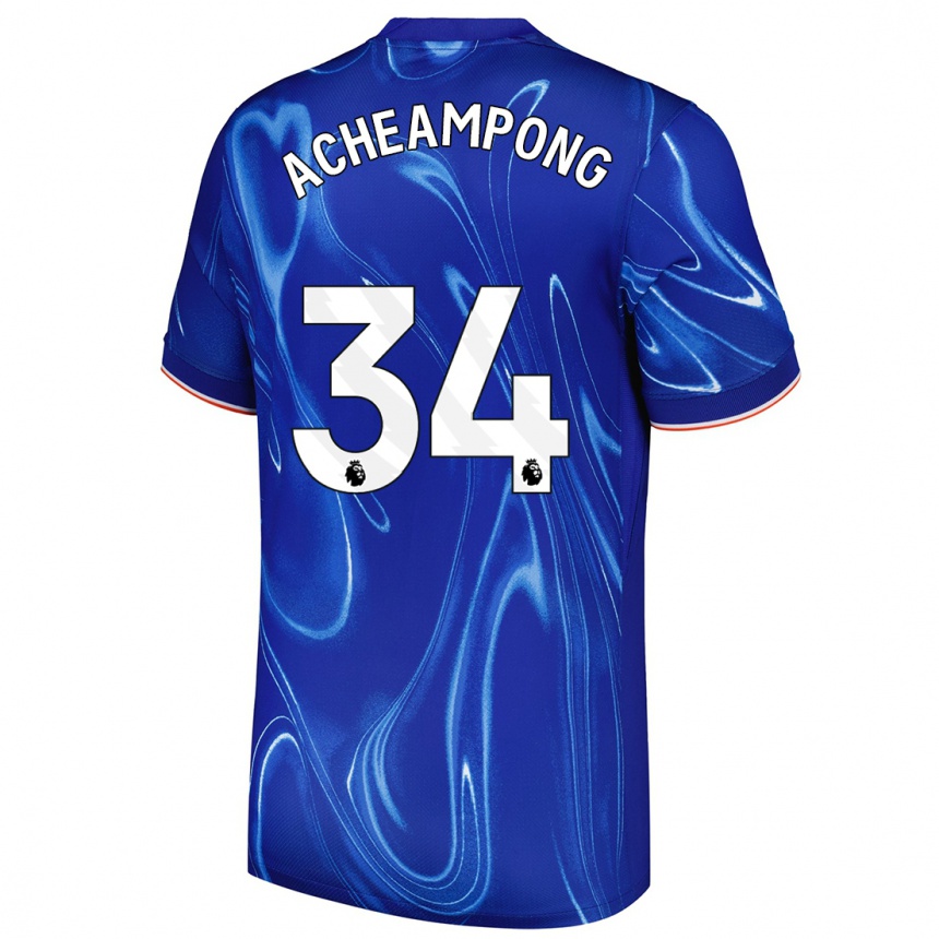 Kids Football Josh Acheampong #34 Blue White Home Jersey 2024/25 T-Shirt