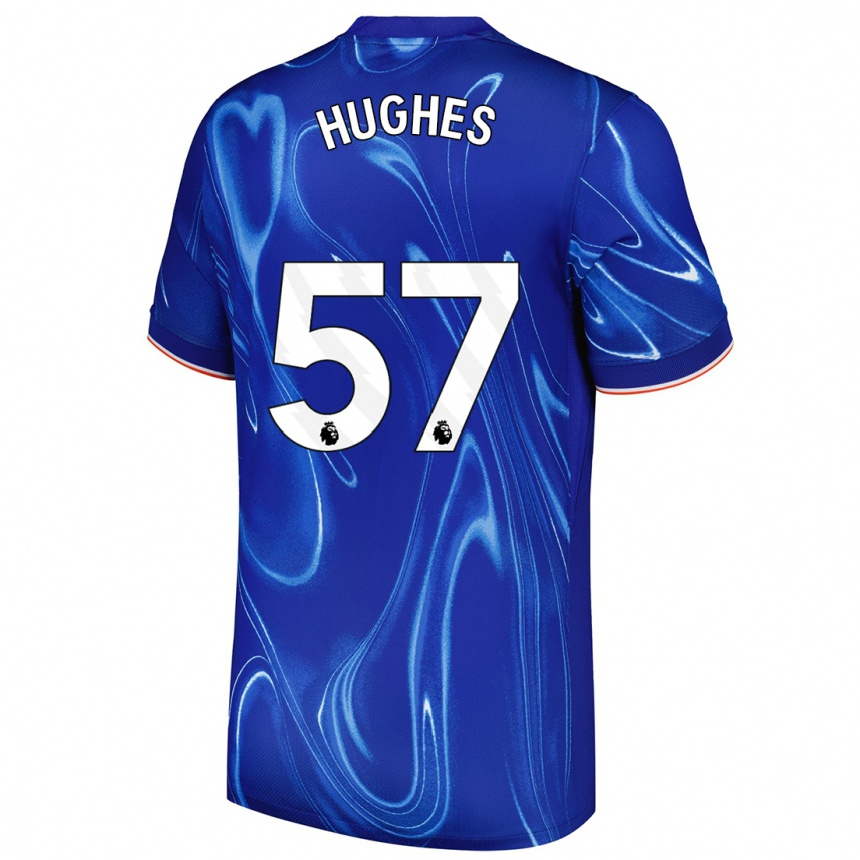 Kids Football Brodi Hughes #57 Blue White Home Jersey 2024/25 T-Shirt