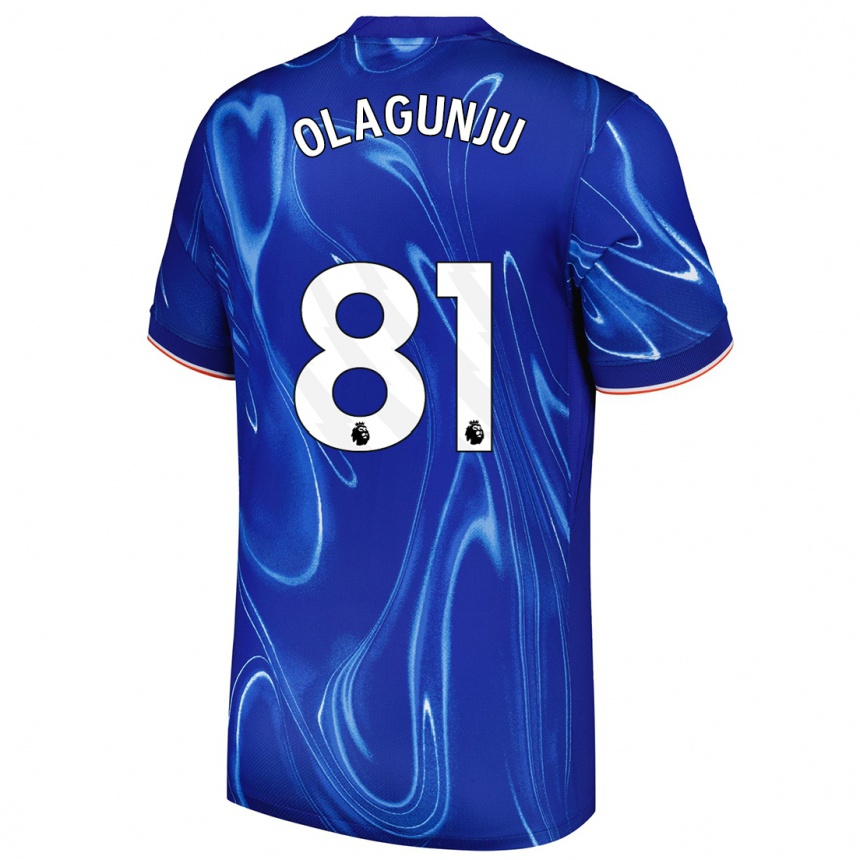 Kids Football Saheed Olagunju #81 Blue White Home Jersey 2024/25 T-Shirt