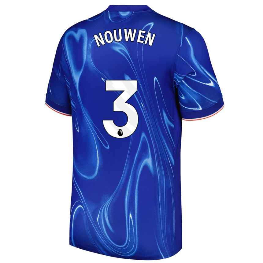 Kids Football Aniek Nouwen #3 Blue White Home Jersey 2024/25 T-Shirt