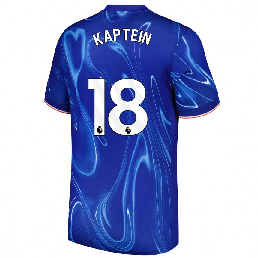 Kids Football Wieke Kaptein #18 Blue White Home Jersey 2024/25 T-Shirt