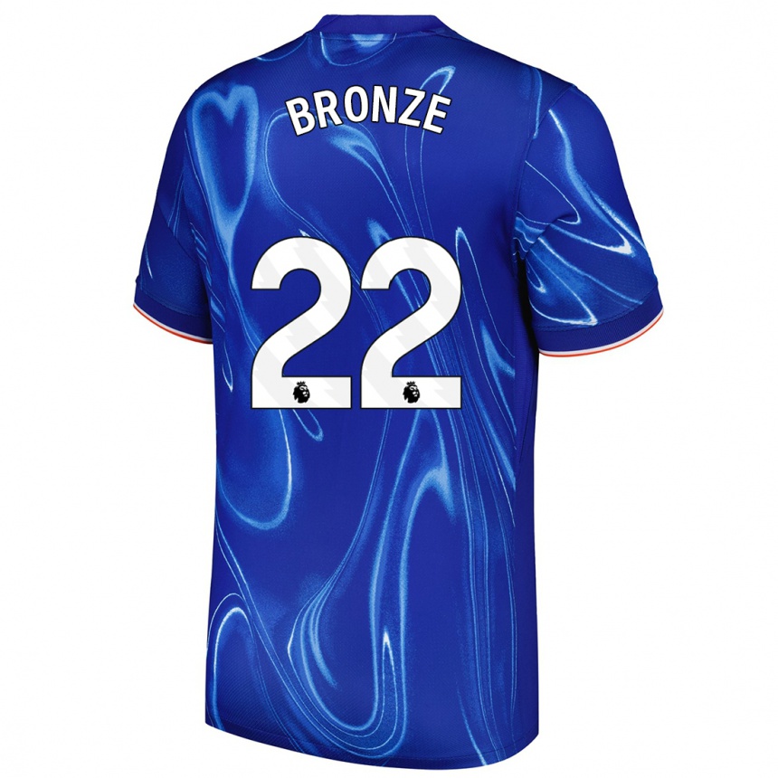 Kids Football Lucy Bronze #22 Blue White Home Jersey 2024/25 T-Shirt