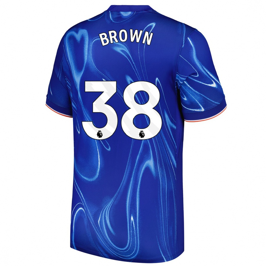 Kids Football Cerys Brown #38 Blue White Home Jersey 2024/25 T-Shirt