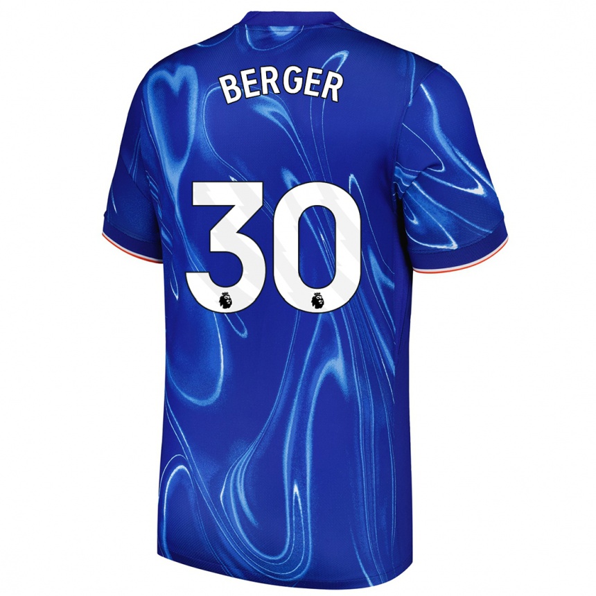 Kids Football Ann-Katrin Berger #30 Blue White Home Jersey 2024/25 T-Shirt