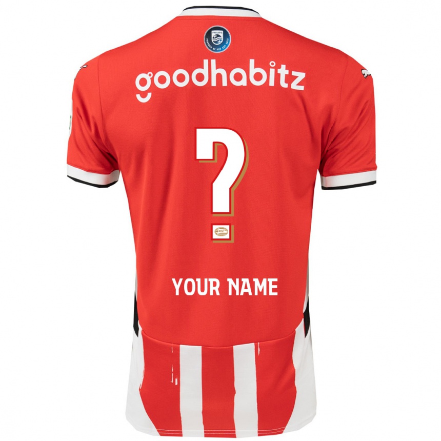 Kids Football Your Name #0 Red White Home Jersey 2024/25 T-Shirt